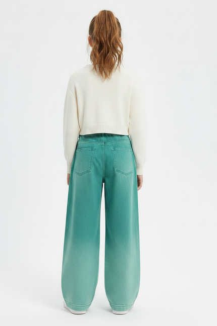 Pantalon Fluide Vert Dégradé Ample Coton Enfant - Jean - vue 2