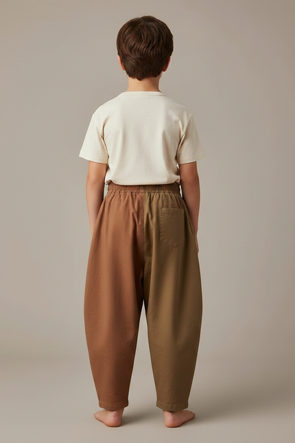Pantalon Fluide Bicolore Ample Coton Enfant - Multicolore - vue 2