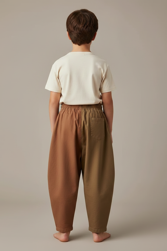 Pantalon Fluide Bicolore Ample Coton Enfant - Multicolore - vue 2