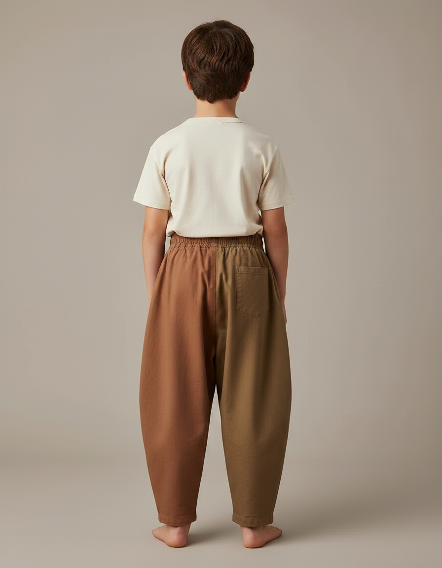 Pantalon Fluide Bicolore Ample Coton Enfant - Multicolore - vue 2