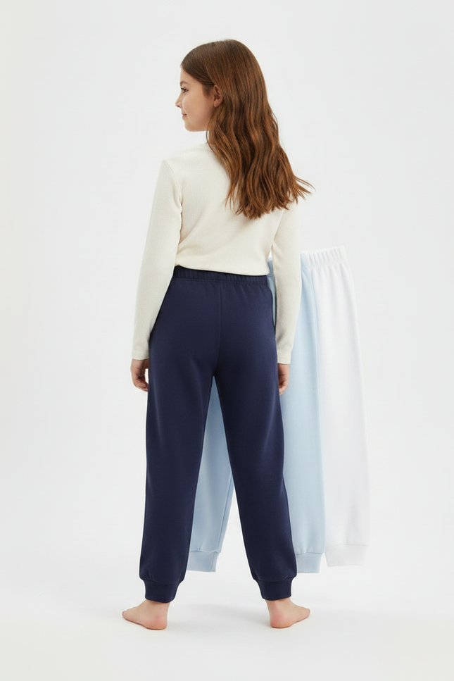 Pantalon Fluide Bleu Marine Coton Ample Enfant - Molleton - vue 2