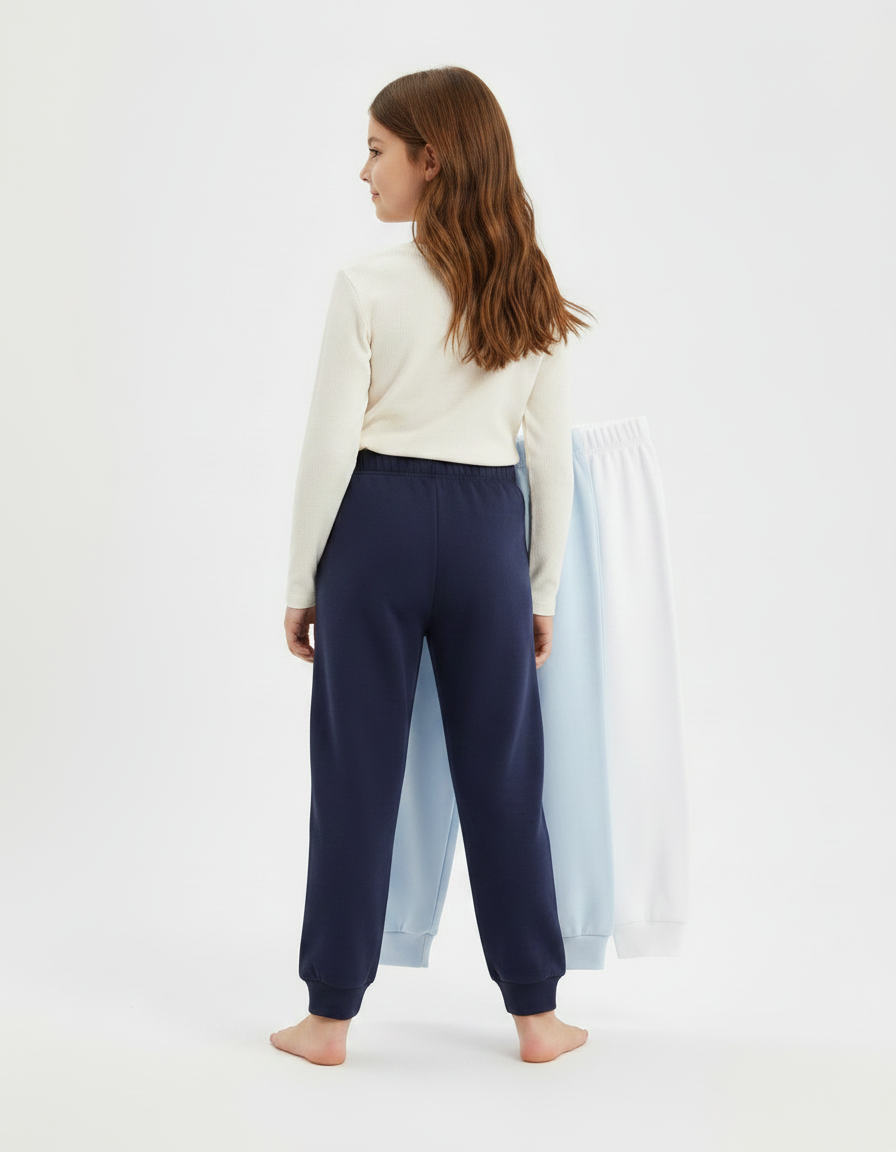 Pantalon Fluide Bleu Marine Coton Ample Enfant - Molleton - vue 2