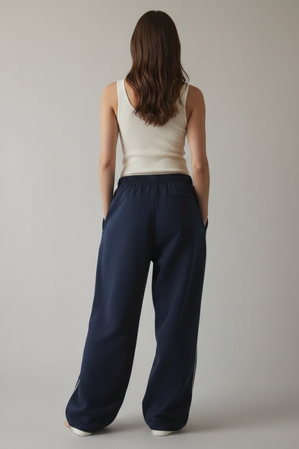 Pantalon Fluide Ample Marine Décontracté Sport Confortable - Molleton - vue 2