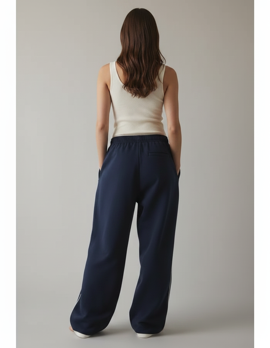 Pantalon Fluide Ample Marine Décontracté Sport Confortable - Molleton - vue 2