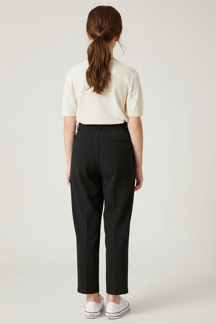 Pantalon Fluide Noir Plissé Taille Haute Fille - Polyester - vue 2