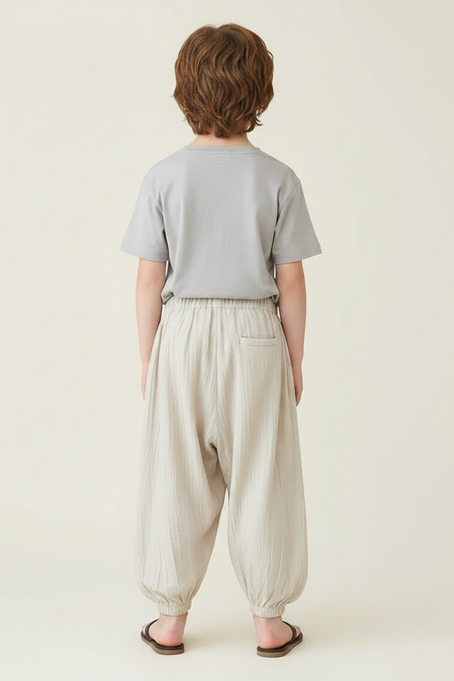 Pantalon Fluide Beige Coton Ample Unisexe Respirant - vue 2