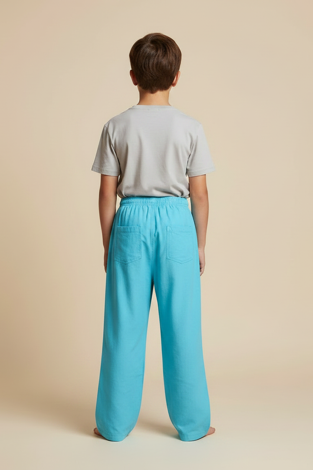 Pantalon Fluide Bleu Ample Imprimé Monstre Rigolo Enfant - Viscose - vue 2
