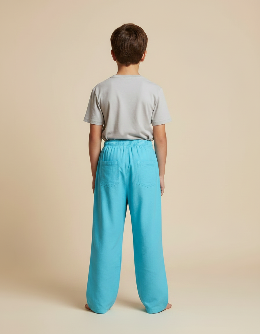 Pantalon Fluide Bleu Ample Imprimé Monstre Rigolo Enfant - Viscose - vue 2