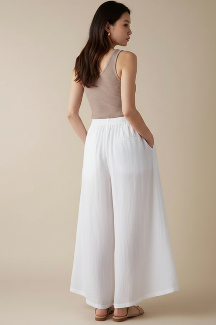Pantalon Fluide Voile - Blanc Lin - vue 2
