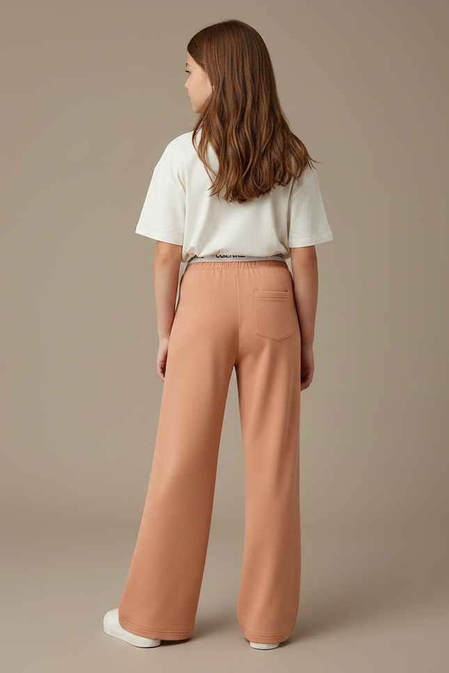 Pantalon Fluide Évasé Confortable CULTURE Enfant Pêche - Orange Molleton - vue 2