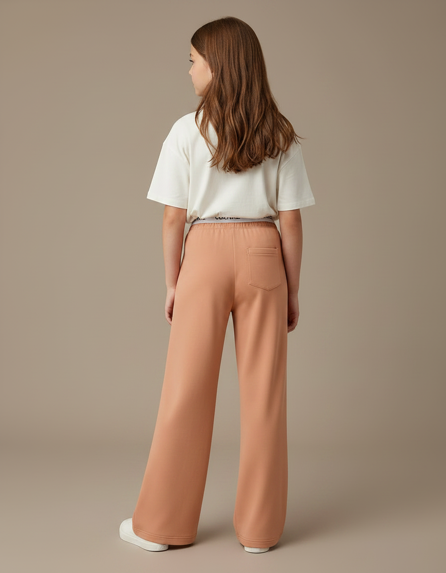 Pantalon Fluide Évasé Confortable CULTURE Enfant Pêche - Orange Molleton - vue 2