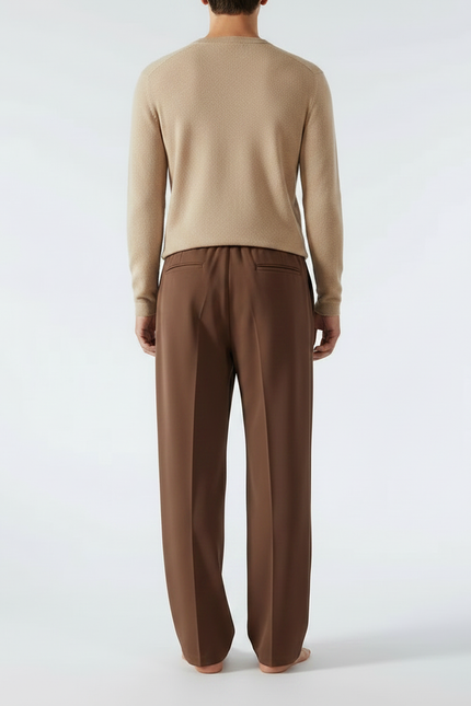 Pantalon Fluide Marron Ample Cordon Décontracté Homme - Polyester - vue 2