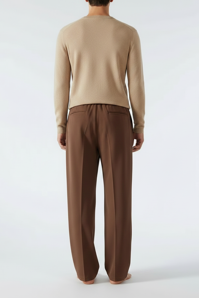 Pantalon Fluide Marron Ample Cordon Décontracté Homme - Polyester - vue 2