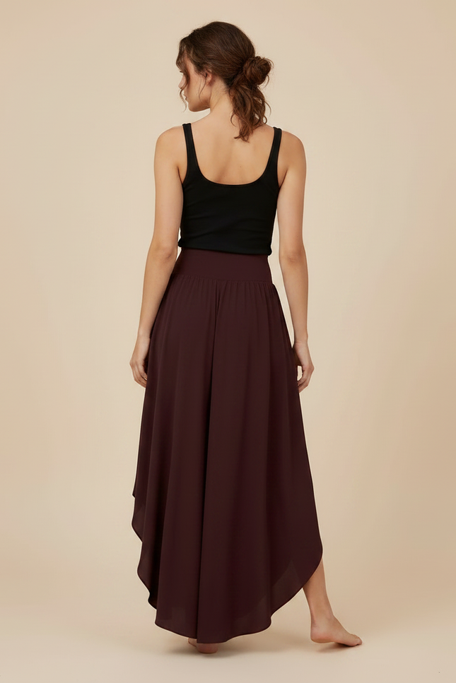 Pantalon Fluide Asymétrique Bordeaux Taille Haute Léger - Viscose - vue 2