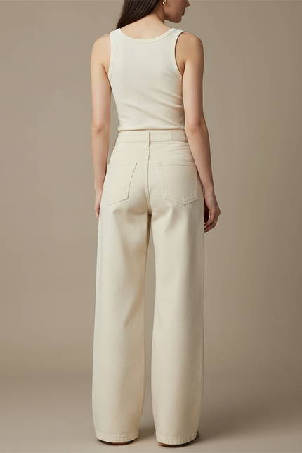 Pantalon Denim Fluide Femme - Beige Jean - vue 2