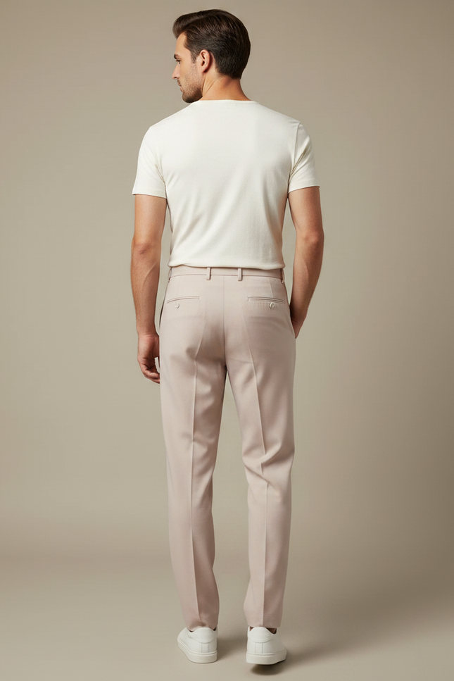 Pantalon Fluide Rose Pâle Plissé Droit Homme Élégant - Polyester - vue 2