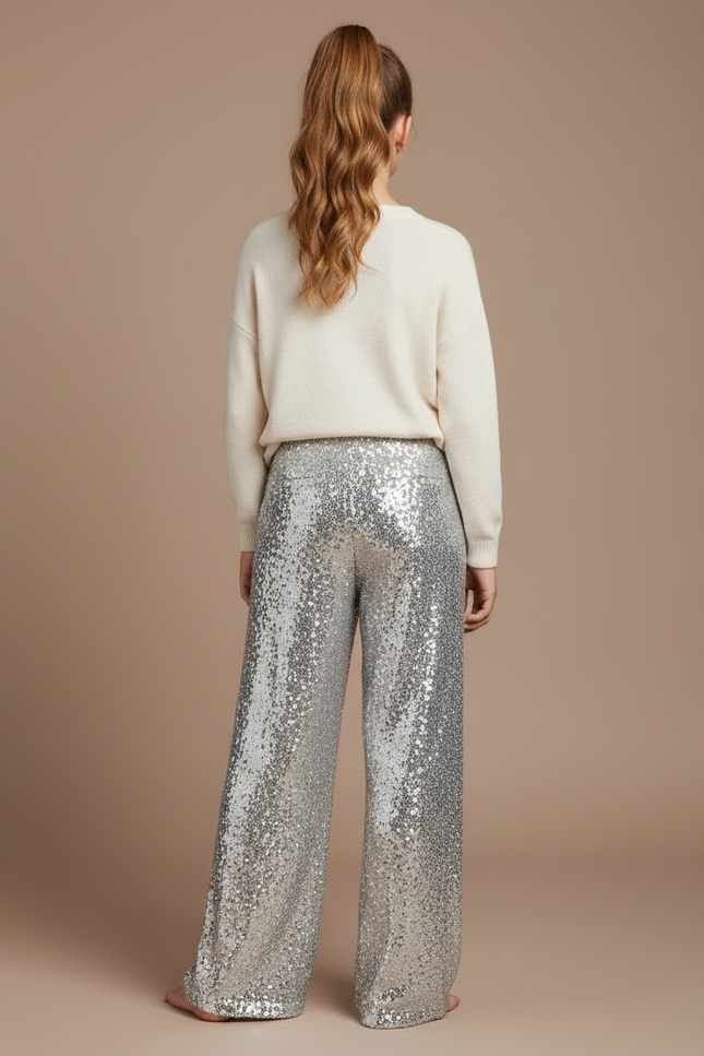 Pantalon Fluide Argenté - Polyester - vue 2