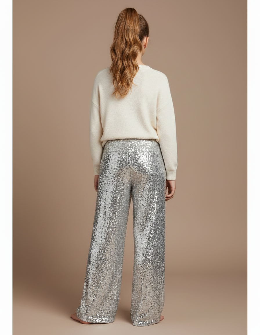 Pantalon Fluide Argenté - Polyester - vue 2