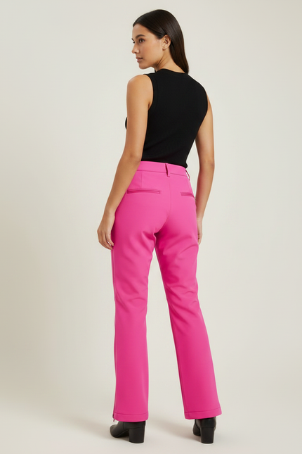 Pantalon Fluide Fuschia Évasé Zippé Softshell Femme - Rose Polyester - vue 2