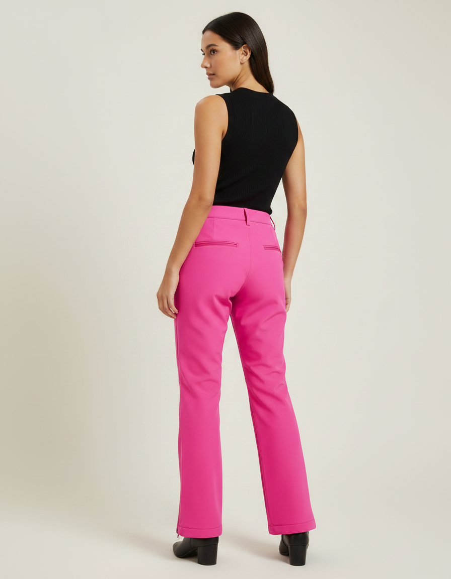Pantalon Fluide Fuschia Évasé Zippé Softshell Femme - Rose Polyester - vue 2