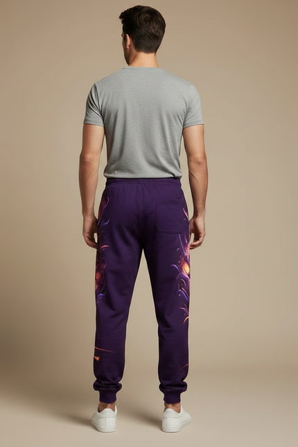 Pantalon Fluide Violet Crâne Enflammé Ample Décontracté Homme - Molleton - vue 2