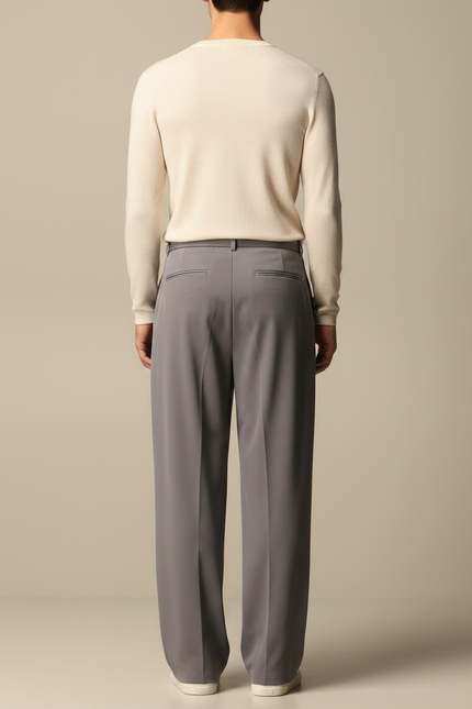 Pantalon Fluide Gris Ample Élégant Homme - Polyester - vue 2