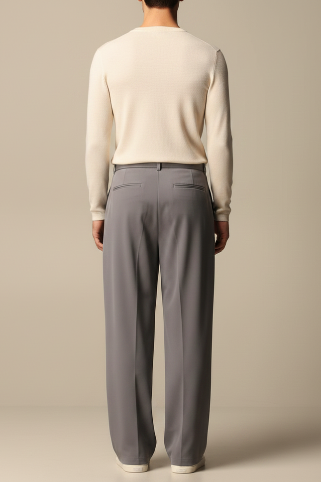Pantalon Fluide Gris Ample Élégant Homme - Polyester - vue 2