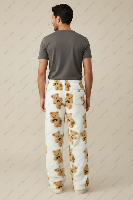 Pantalon Fluide Blanc Oursons Polaire Ample Confortable - Molleton - vue 2