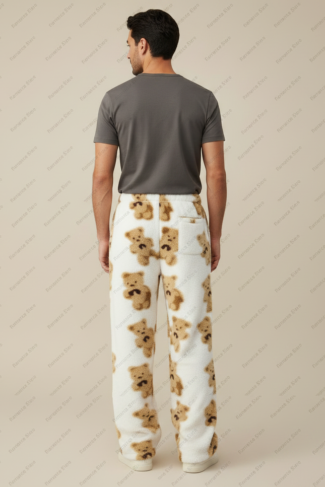 Pantalon Fluide Blanc Oursons Polaire Ample Confortable - Molleton - vue 2