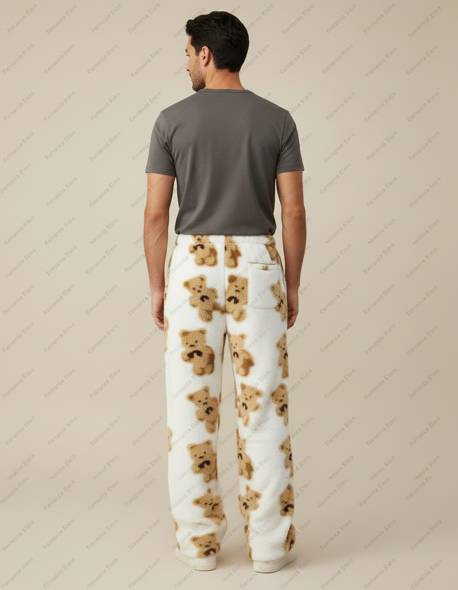 Pantalon Fluide Blanc Oursons Polaire Ample Confortable - Molleton - vue 2