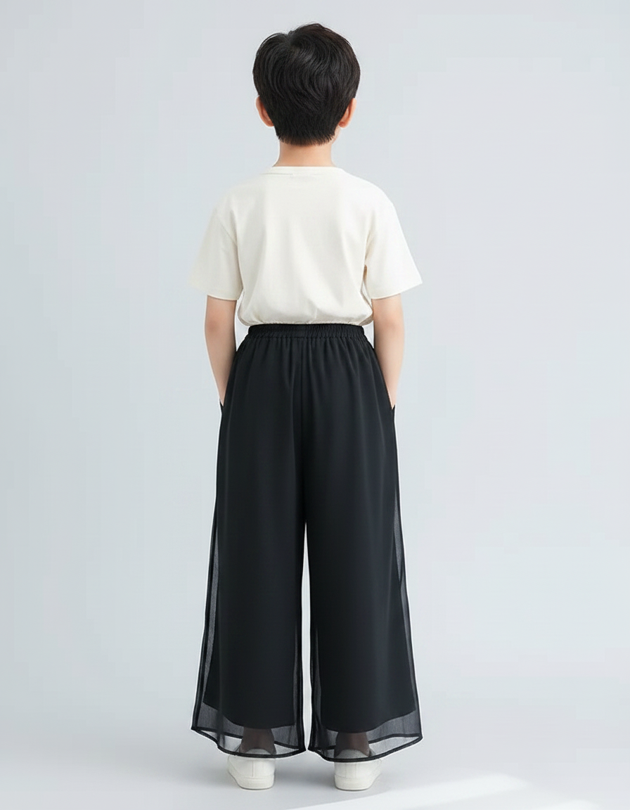 Pantalon Fluide Mousseline - Noir Polyester - vue 2