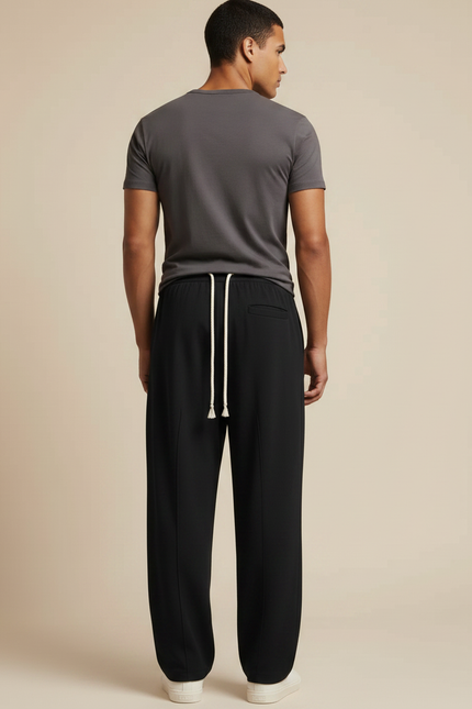 Pantalon Fluide Homme Noir Coupe Ample Viscose Chic - vue 2
