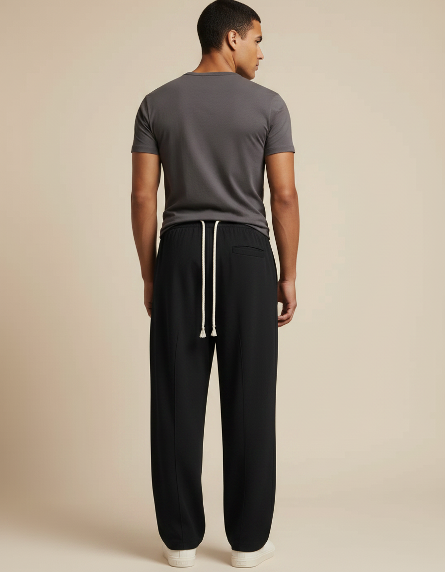 Pantalon Fluide Homme Noir Coupe Ample Viscose Chic - vue 2