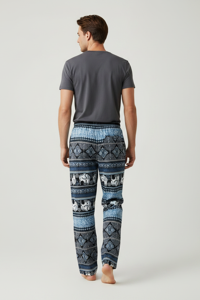 Pantalon Fluide Bleu Éléphant Thaïlandais Hippie Homme - Multicolore Viscose - vue 2