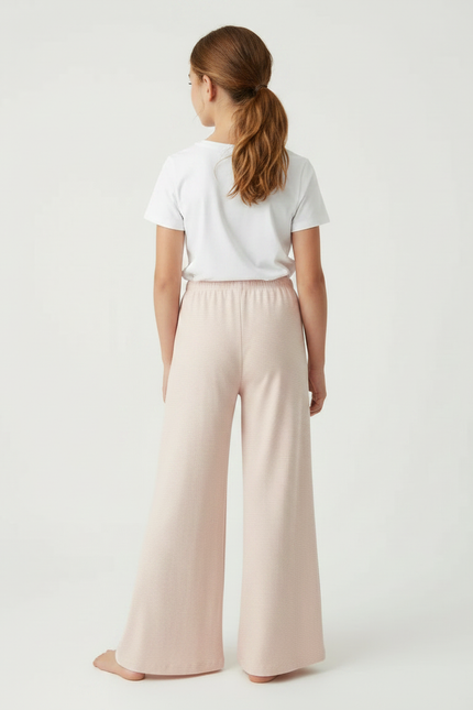 Pantalon Fluide Rose Rayé Ample Confortable Coton - vue 2