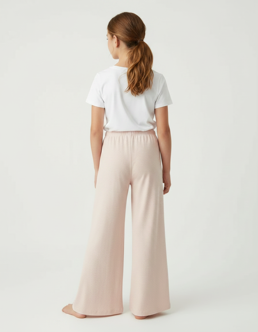 Pantalon Fluide Rose Rayé Ample Confortable Coton - vue 2