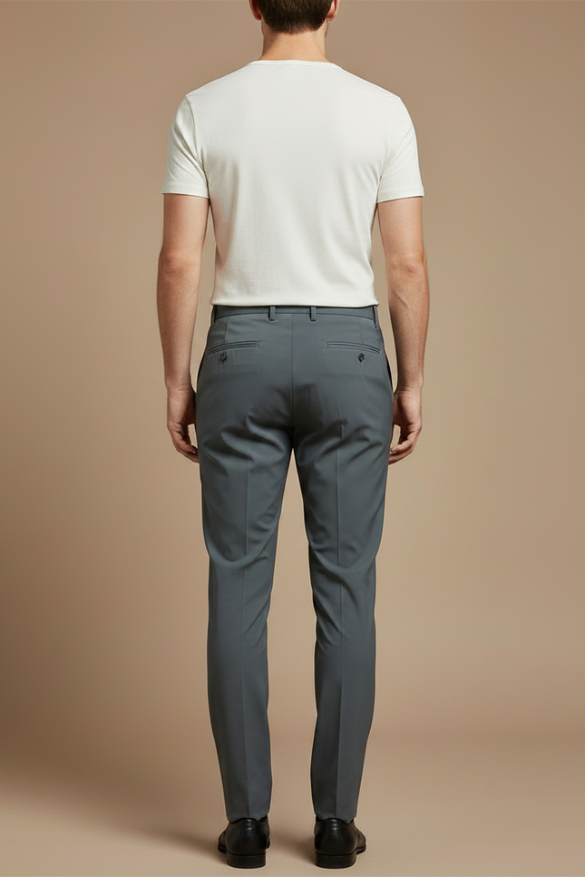 Pantalon Fluide Gris Homme Slim Élégant Stretch - Polyester - vue 2