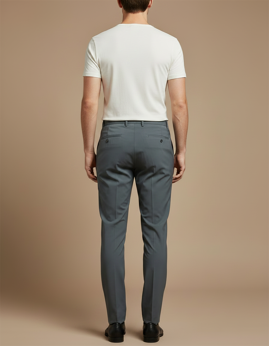 Pantalon Fluide Gris Homme Slim Élégant Stretch - Polyester - vue 2