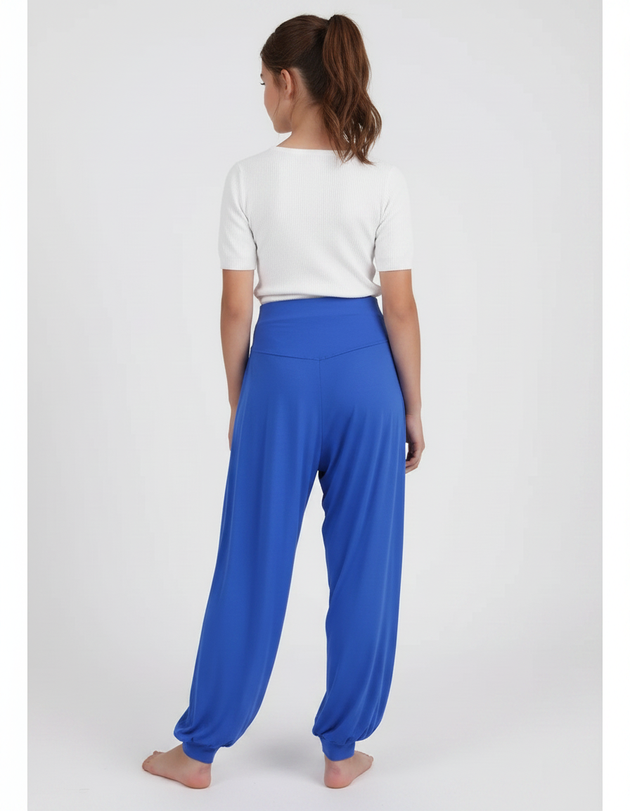Pantalon Fluide Bleu Harem Ample Confortable Fille - Viscose - vue 2