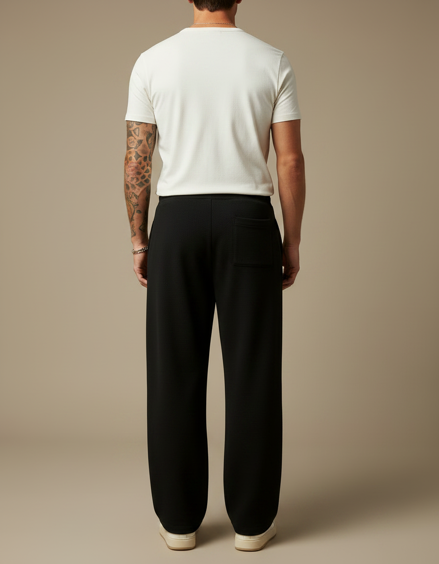 Pantalon Fluide Noir Ample Casual Confortable Homme - Molleton - vue 2