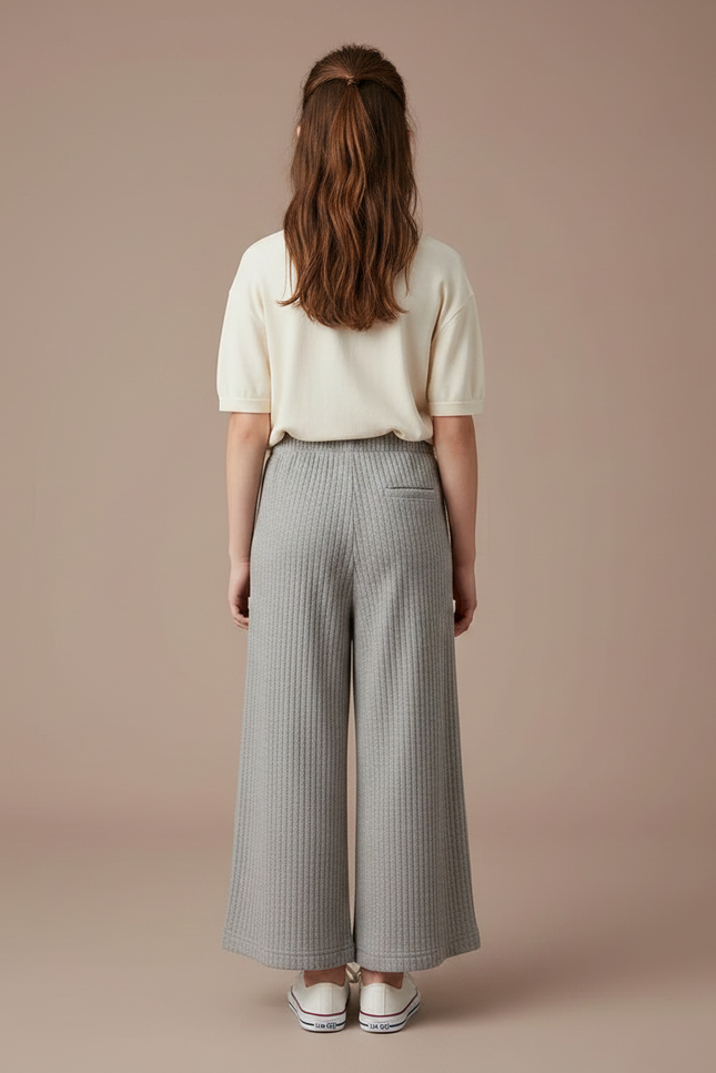 Pantalon Fluide Ado Fille - Gris Maille - vue 2