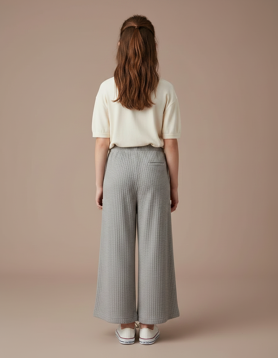 Pantalon Fluide Ado Fille - Gris Maille - vue 2