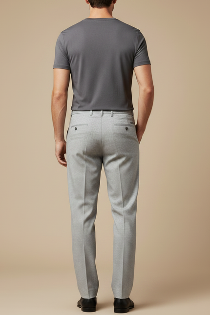Pantalon Fluide Gris Clair Droit Élégant Business Homme - Laine - vue 2