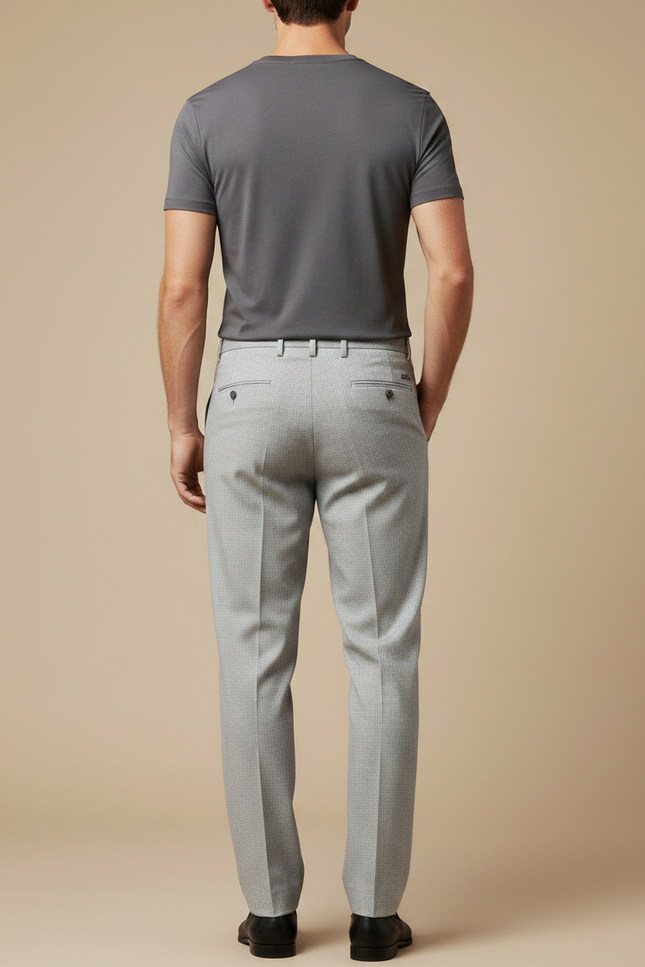 Pantalon Fluide Gris Clair Droit Élégant Business Homme - Laine - vue 2