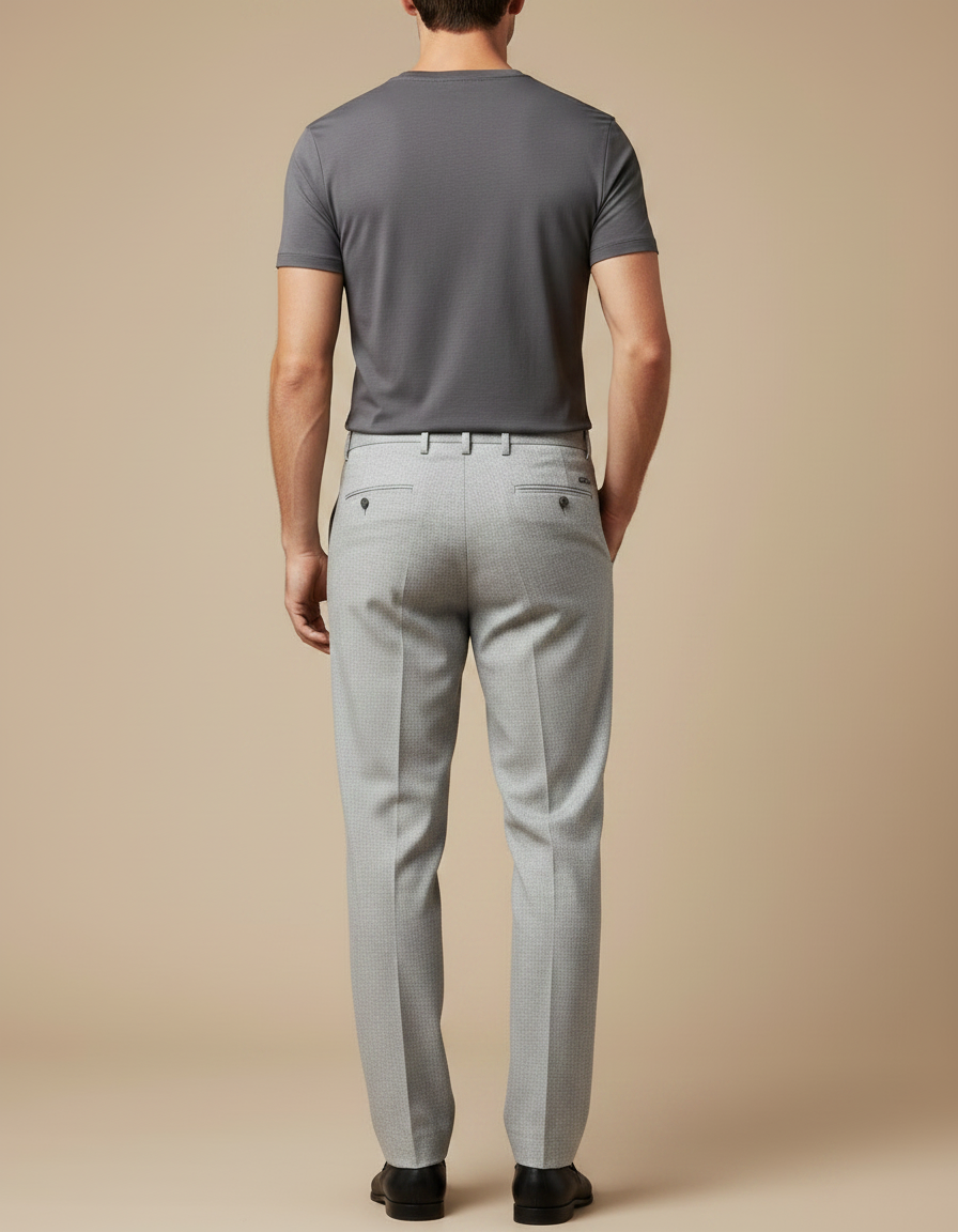 Pantalon Fluide Gris Clair Droit Élégant Business Homme - Laine - vue 2