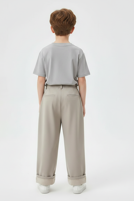 Pantalon Fluide Kaki Ample Plissé Décontracté Enfant - Polyester - vue 2
