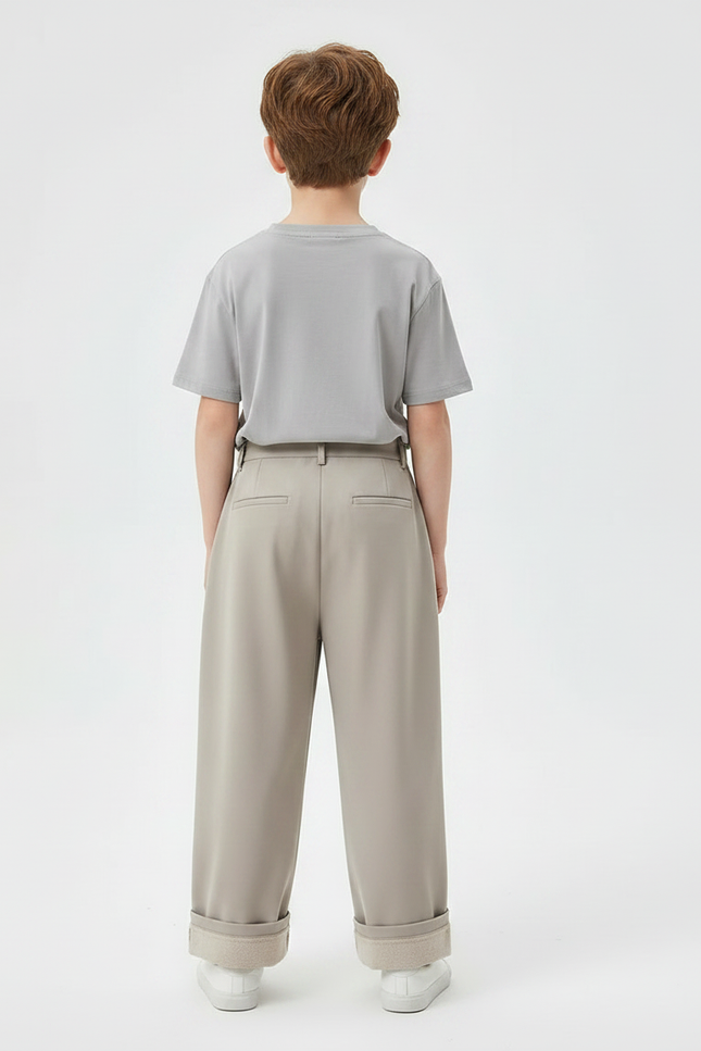 Pantalon Fluide Kaki Ample Plissé Décontracté Enfant - Polyester - vue 2