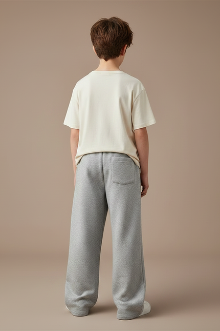 Pantalon Fluide Gris Ample Coton Enfant Décontracté Sport - Molleton - vue 2
