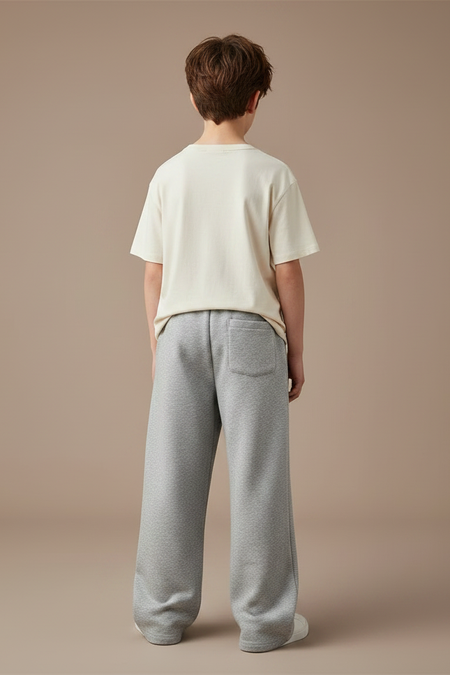 Pantalon Fluide Gris Ample Coton Enfant Décontracté Sport - Molleton - vue 2