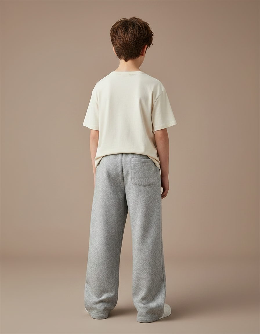 Pantalon Fluide Gris Ample Coton Enfant Décontracté Sport - Molleton - vue 2